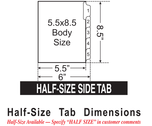 Half Size Tab Dimensions